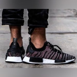 adidas NMD R1 STLT sneaker training Shoes Black Grey Solar Pink men's 10.5